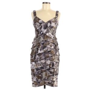 LONDON TIMES Satin Sheath Dress Gray Sleeveless
